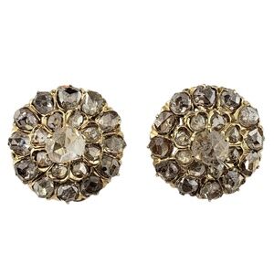 14 Karat Yellow Gold and Rose Cut Diamond Clip-On Earrings #20108